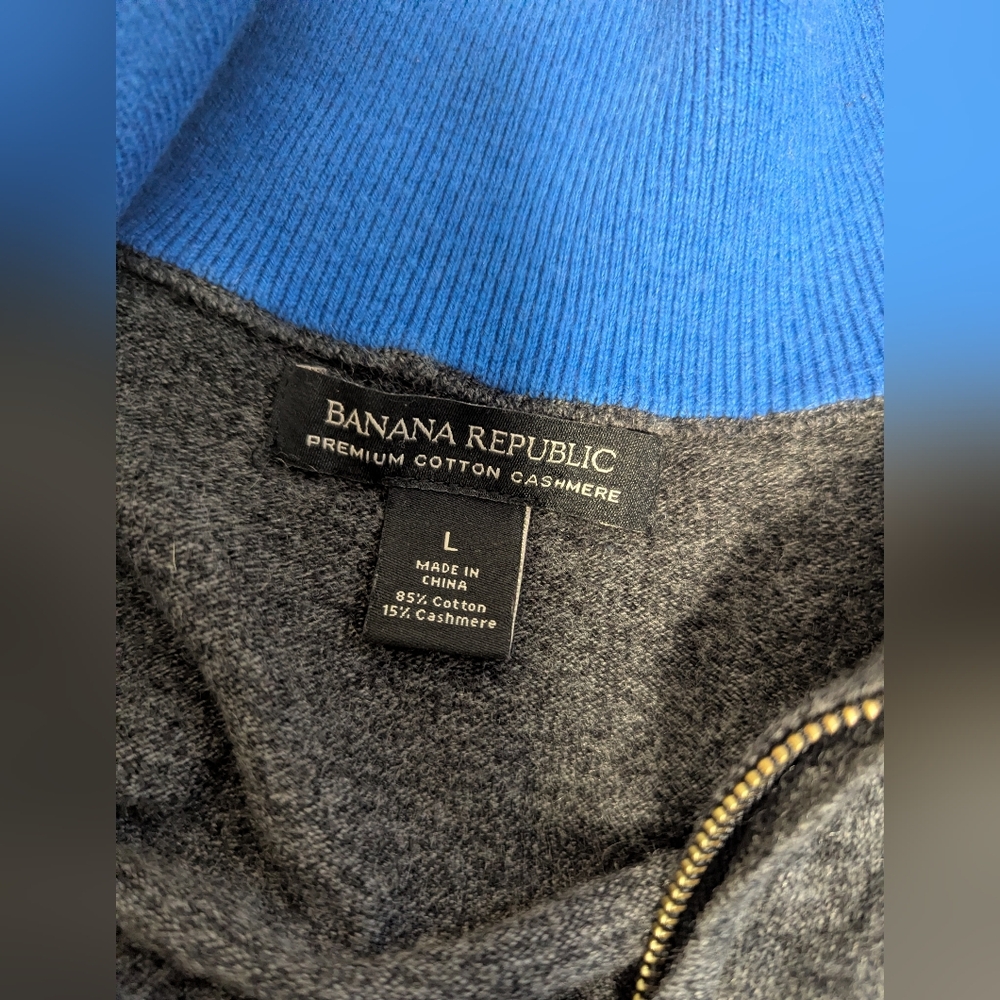Banana Republic Men's Dark Charcoal Half-Zip Sweater - Picture 4 of 7